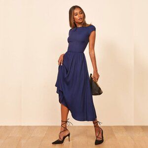 Reformation Rylie Midi Dress in Danube Blue NWOT Size 8